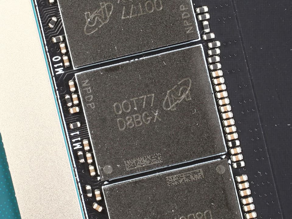 Close-up of a Micron MT61K256M32JE GDDR6X memory chip marked D8BGX